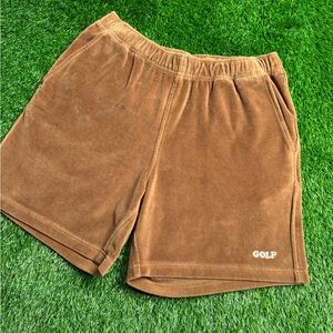 Golf Wang Tyler the Creator Embroidered Brown Velour Shorts
